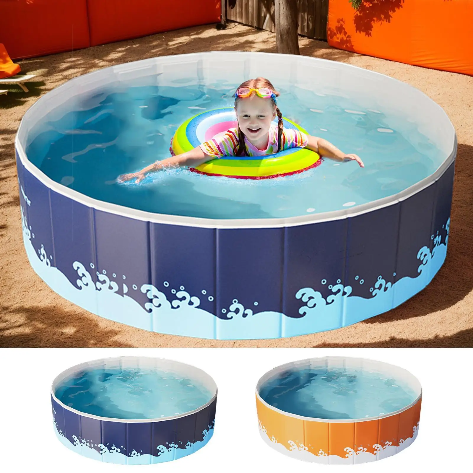 Faltbarer, nicht aufblasbarer Schwimmbecken, nicht aufblasbares Boden-Schwimmbecken-Schwimmwerkzeug mit platzsparendem Nylon-Design für den Außenbereich Image