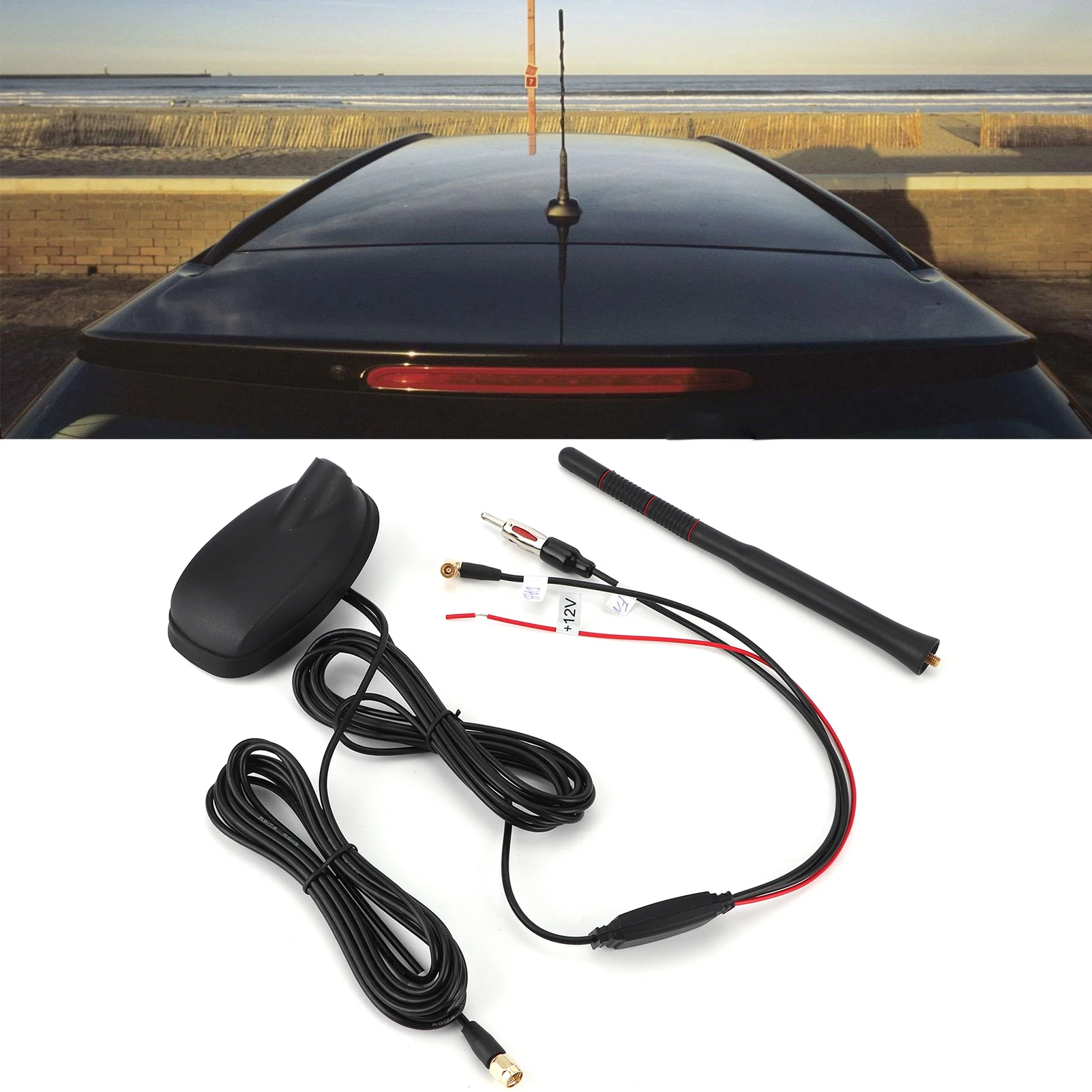 Auto-DAB+GPS+FM-Antenne, aktiv verstärkt, Top-Dachmontage, wasserdicht, staubdicht, Top-Dachmontage-Antenne, DAB+GPS+FM-Antenne Image