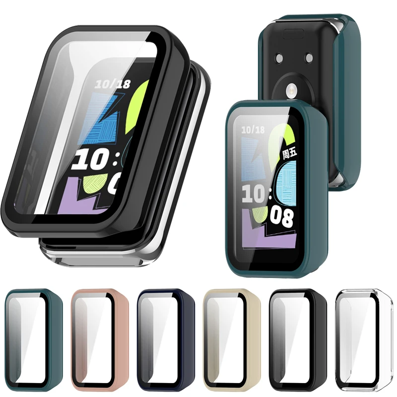 Étui rigide PC + verre pour Huawei Honor band 10, housse de protection d'écran, coque pare-chocs, accessoires