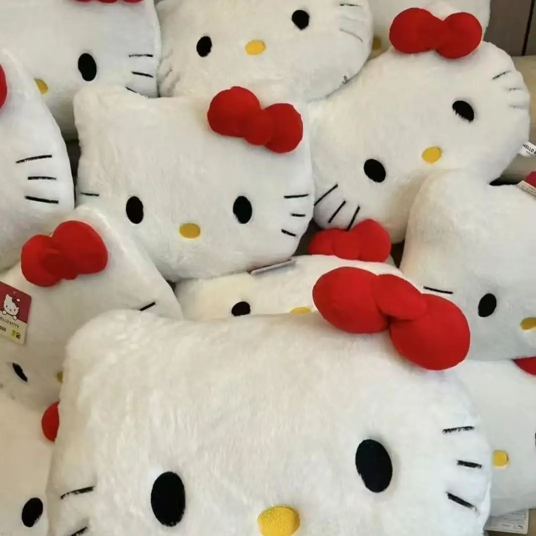 Sanrio Hello Kitty 25 x 35 cm süßer Katzenkopf, Plüsch, Sofa, Bettkopfkissen, Autokissen, Nickerchenkissen, Haarschmuck Image