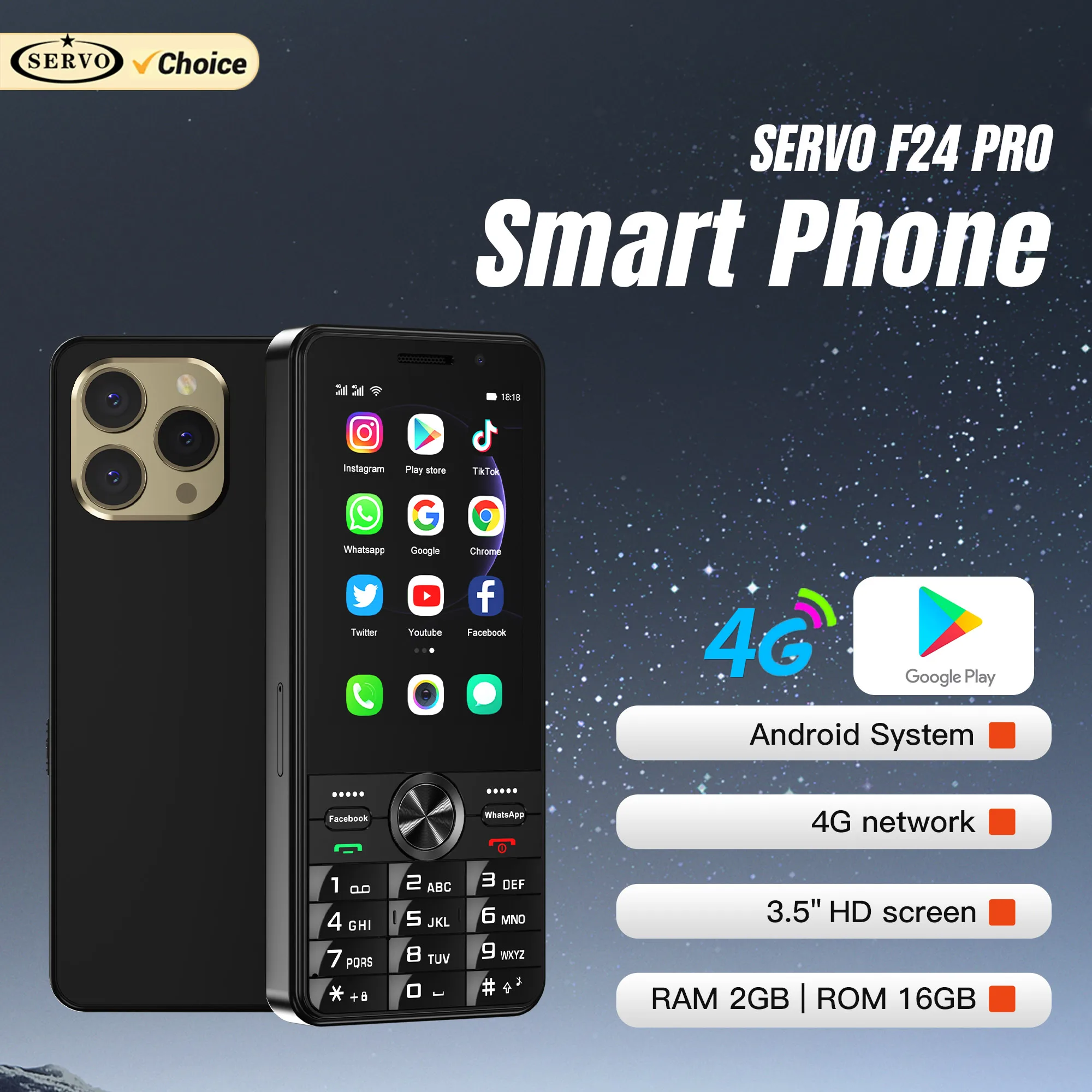 SERVO F24 PRO 4G Netzwerk Smartphone Android Google Play WiFi 2500 mAh Akku Taschenlampe 3,5 Zoll Touchscreen Smartphone 2 SIM-Karte Image