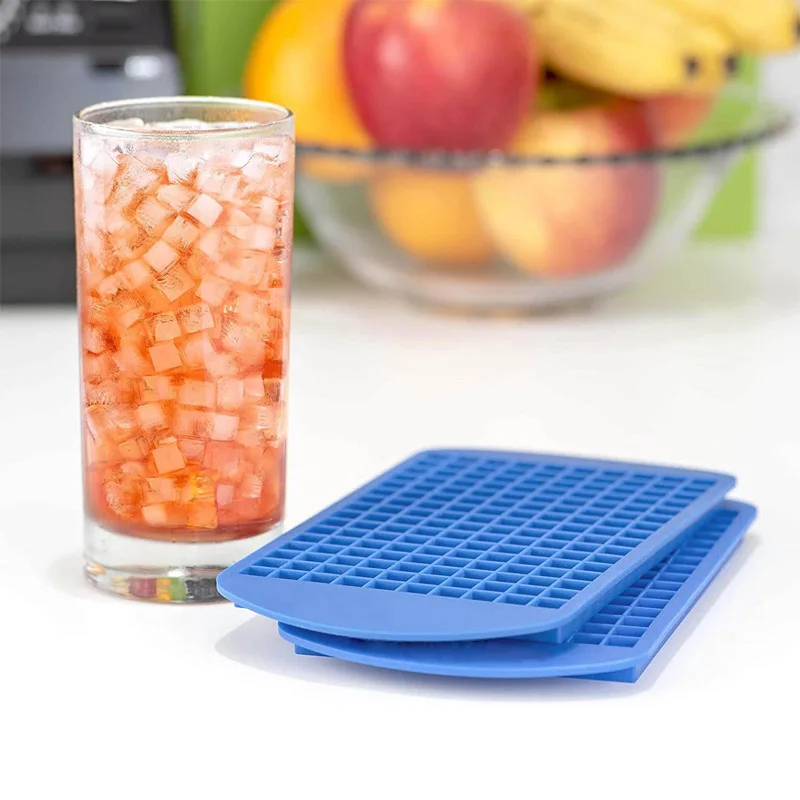 Mini-Silikon-Eiswürfelform 160 Gitter – kleine quadratische faltbare Eisform, platzsparende tragbare Eismaschine für den Kühlschrank