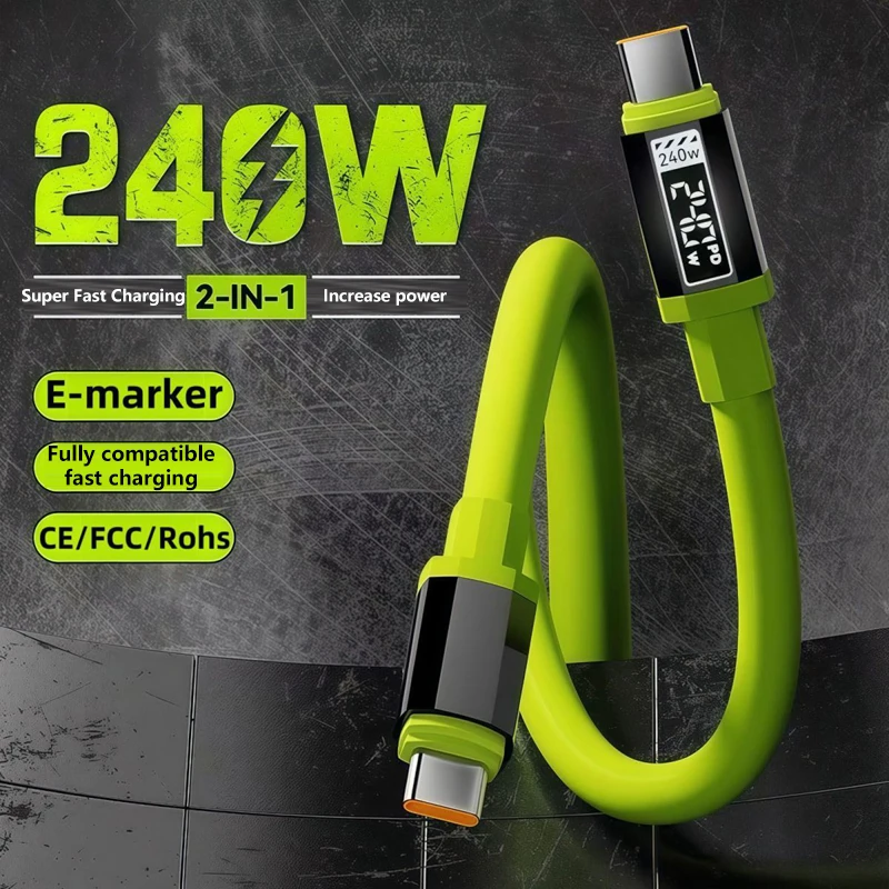 PD240W-Kabel, superschnelles Laden, Typ C auf Typ C, Silikonkabel für Samsung iPhone 8–17 Pro, Xiaomi 17, schnelles Schnellladekabel Image