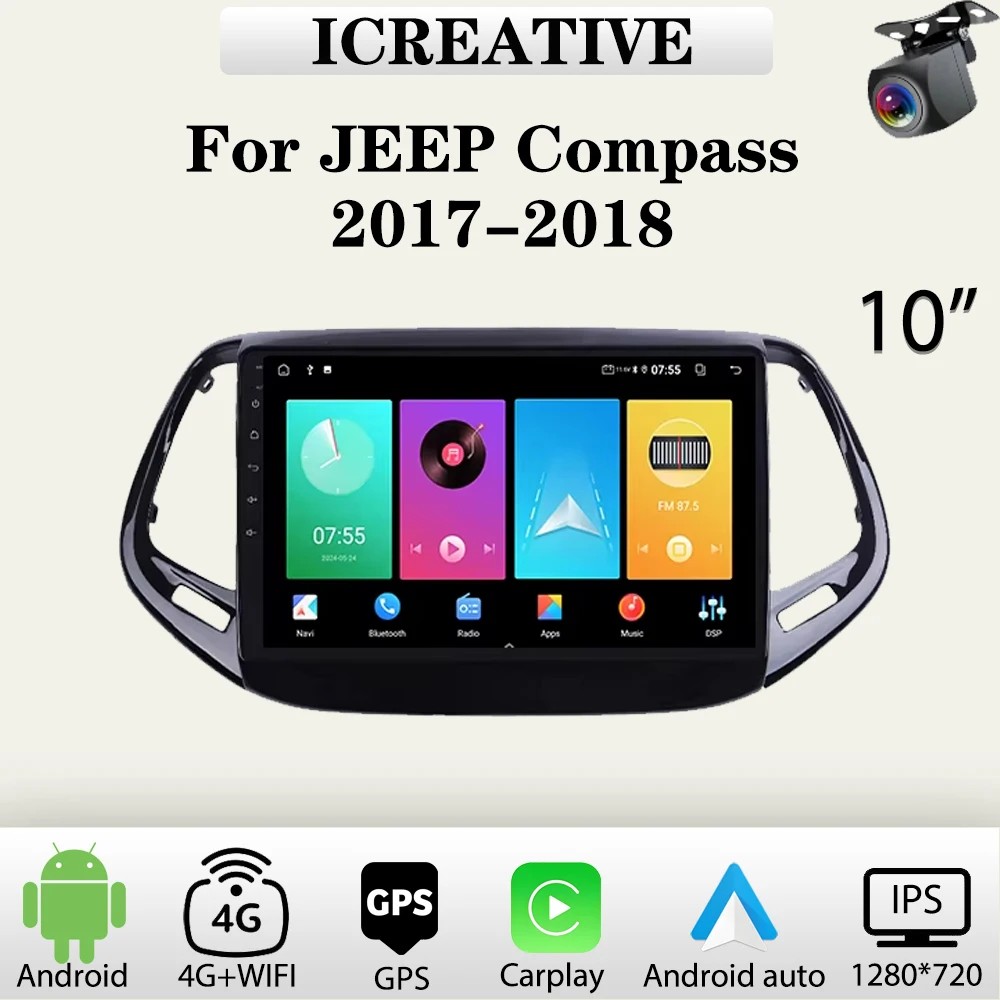 Autoradio Android für JEEP Compass 2017 2018 Multimedia Carplay Drahtloser Player Autoradio Autoradio Head Unit Navigation GPS Image
