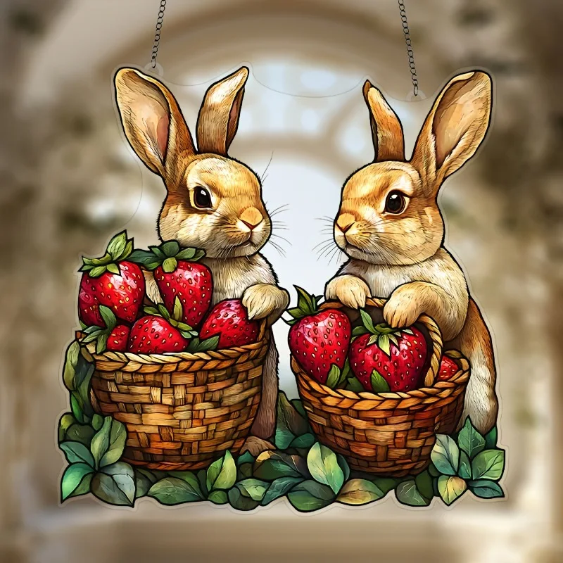 1-teiliger dekorativer Anhänger mit niedlichem Kaninchen-Ostereifänger, geeignet für die Innenhofdekoration und die Schlafzimmerdekoration Image