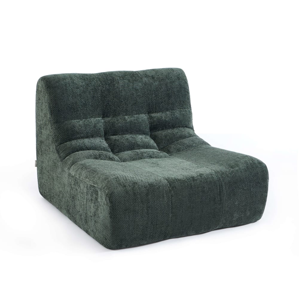 Chauffeuse modulable 1 place tissu chenille vert
