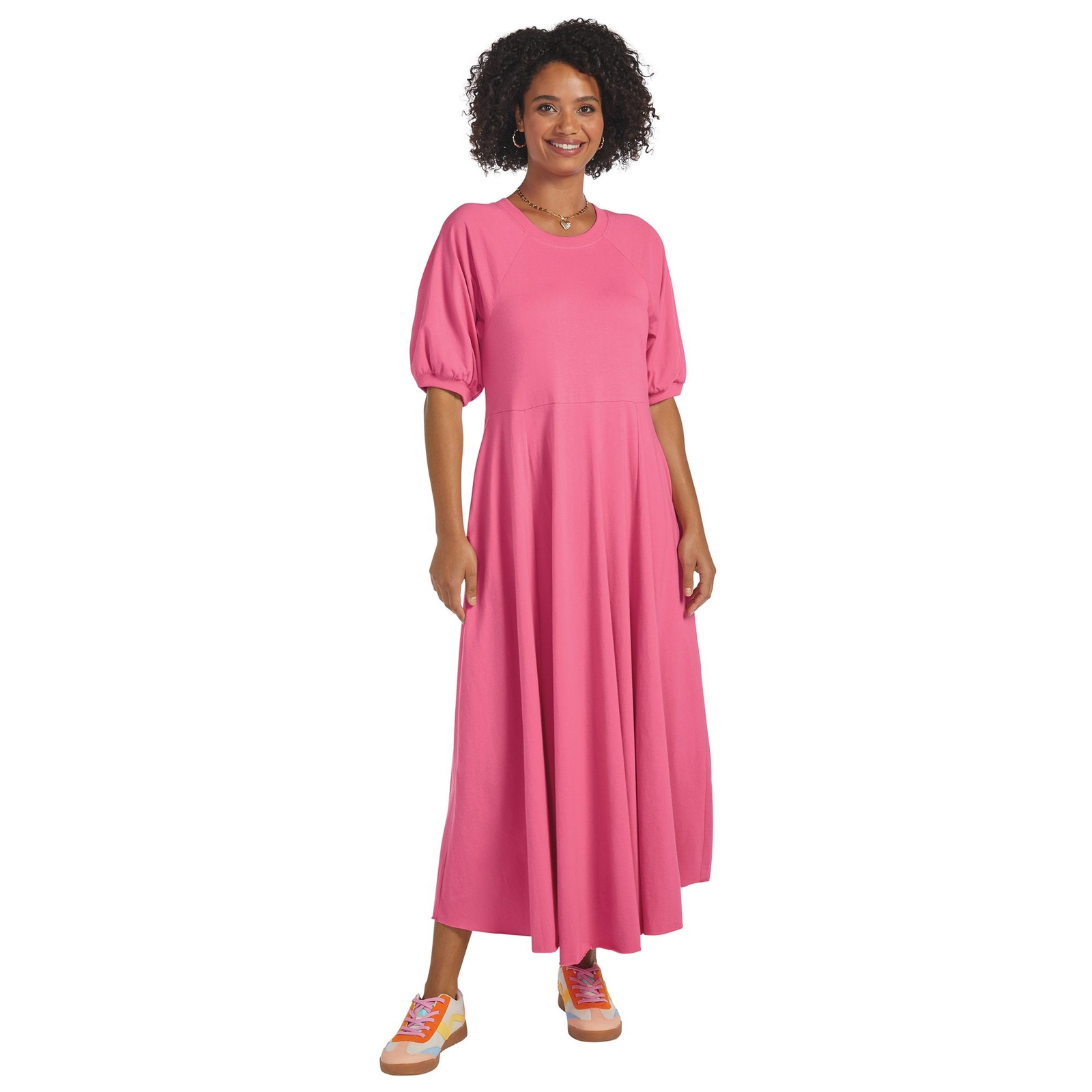 Masseys Daily T-Shirt Maxi Dress (Size XL) Rose Pink, Cotton