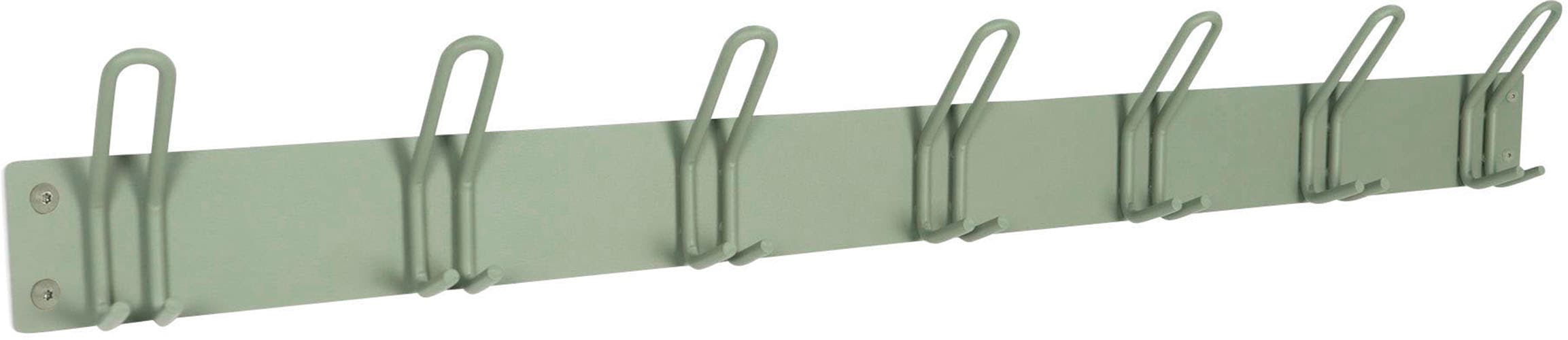 Garderobenhaken SPINDER DESIGN, grün, B:100cm H:14cm T:7cm, Metall, Garderobenhalter, Garderobenhaken, Metall, 7 Haken