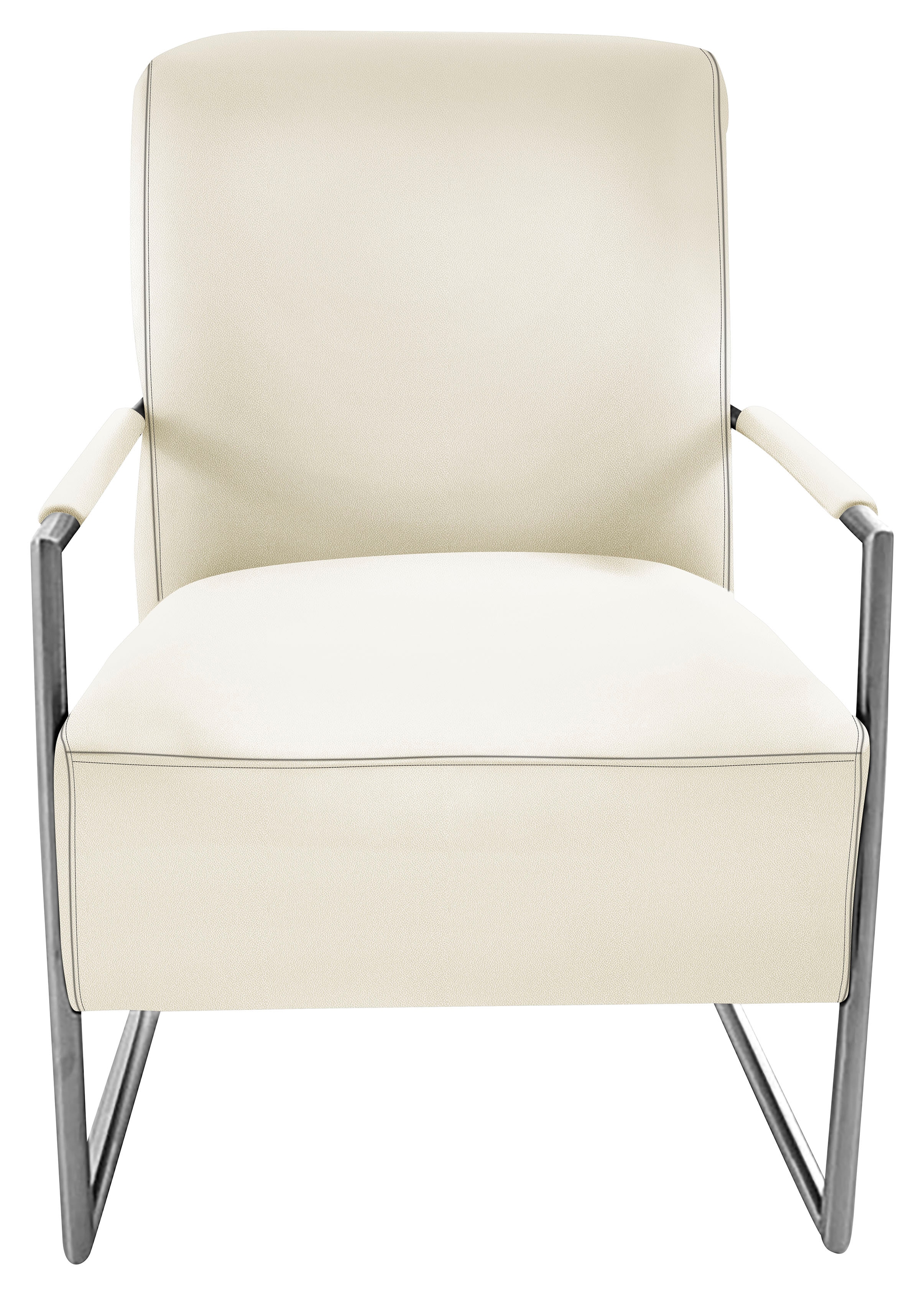 Cocktailsessel K+W KOMFORT & WOHNEN, weiß (bianco), B:62cm H:77cm T:83cm, Sessel, Cocktailsessel, mit bezogenen Armlehnen, Gestell in Metall Edelstahloptik