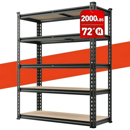 [Heavy Duty Garage Shelving] 72 Heavy Duty Garage Shelving 5 Tier Adjustable Garage Storage Shelves 2000LBS Metal Storage Shelving Unit Shop Display Utility Rack Shelf For Kitchen Craft