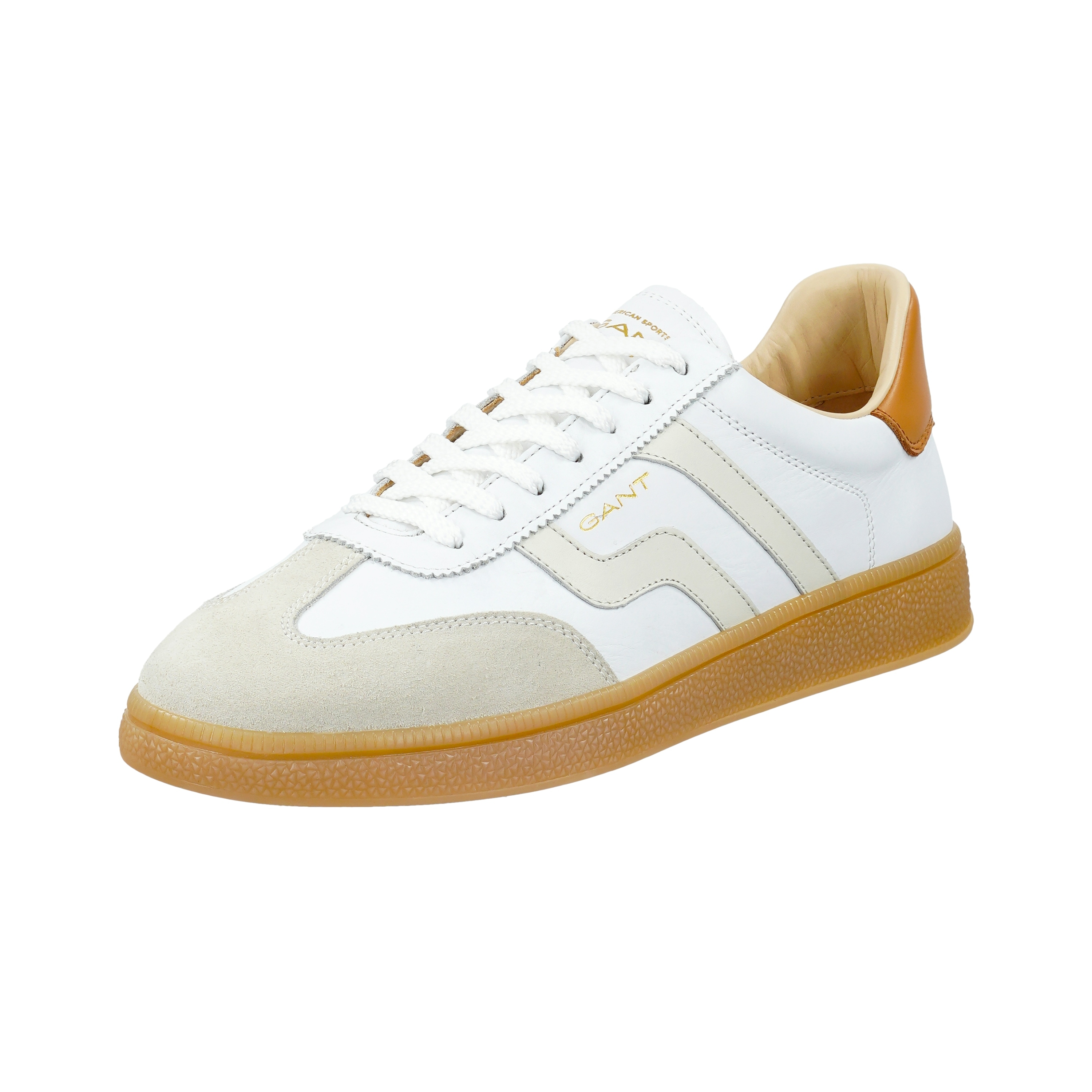Sneaker GANT "Cuzmo", Damen, Gr. 41, weiß, Leder, Veloursleder, colorblocking, Schuhe Sneaker, Retro Sneaker, Schnürschuh mit Lederinnensohle