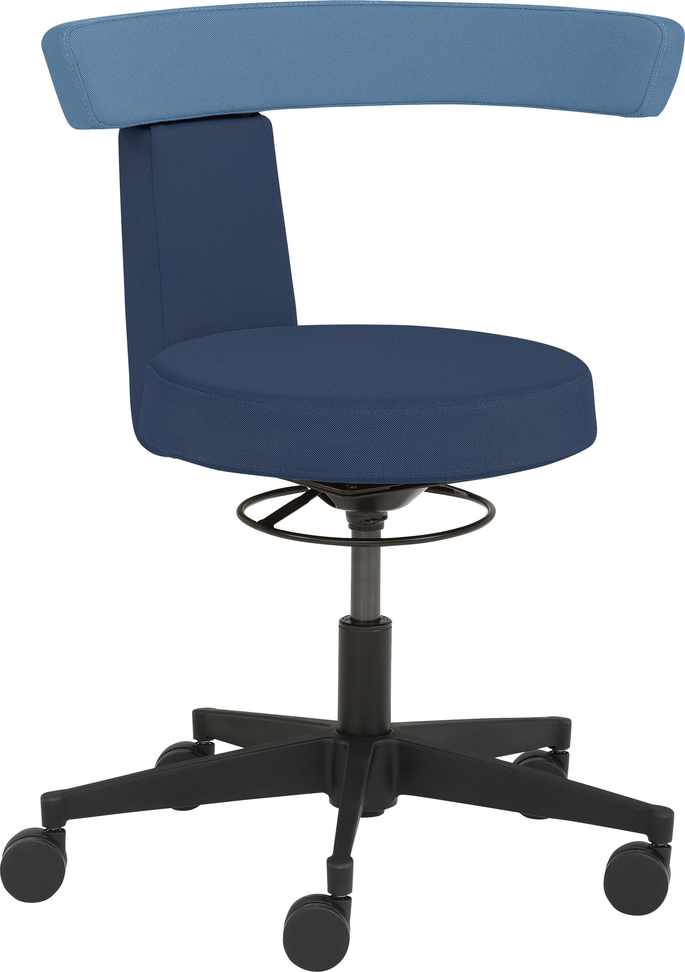 Drehhocker MAYER SITZMÖBEL "Funktionsdrehhocker 1263", blau (dunkelblau, hellblau), B:64cm H:69cm T:60cm, 100% post-consumer recyceltes Polyester, Hocker, Drehhocker