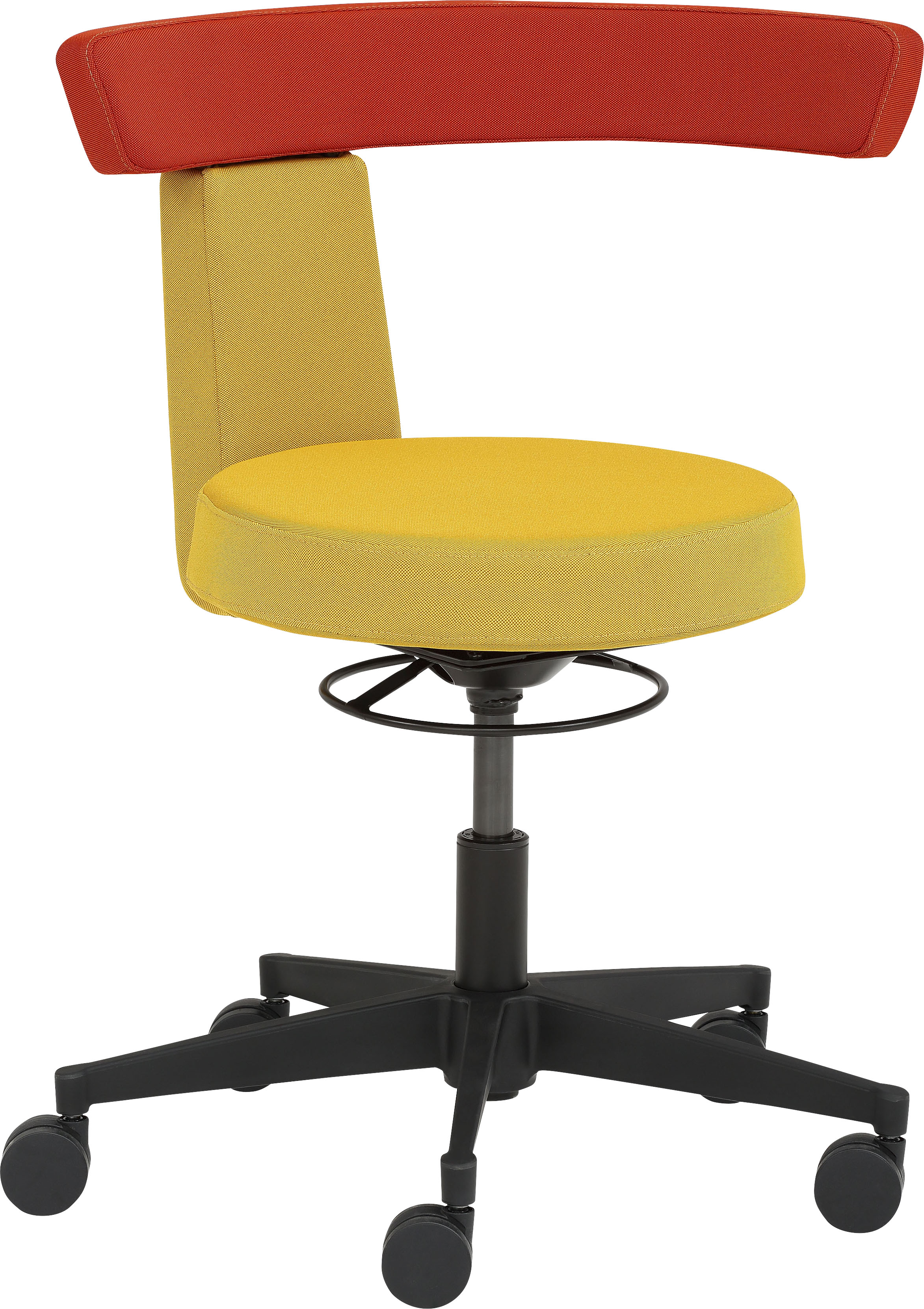 Drehhocker MAYER SITZMÖBEL "Funktionsdrehhocker 1263", bunt (gelb, orange), B:64cm H:69cm T:60cm, 100% post-consumer recyceltes Polyester, Hocker, Drehhocker