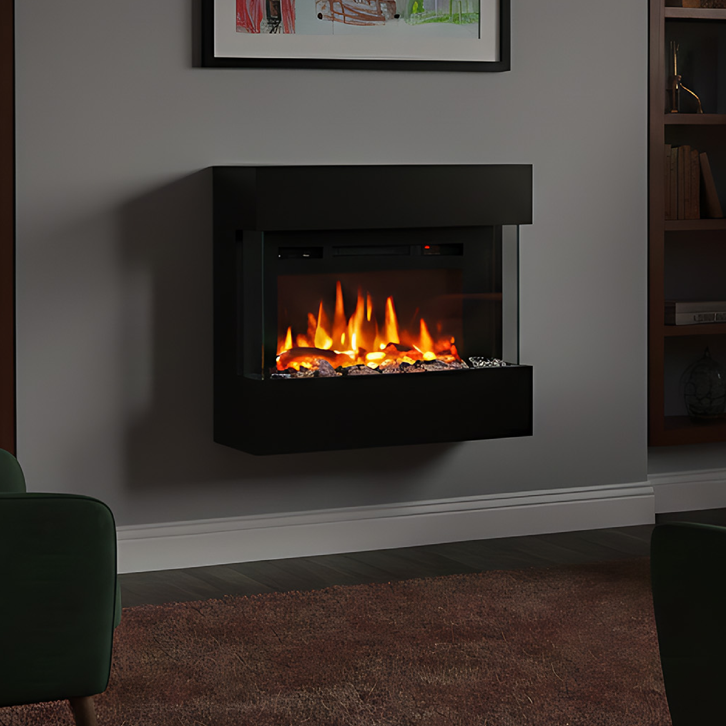 Noble Flame LIMA Wandkamin: Schwarz - ohne Steine