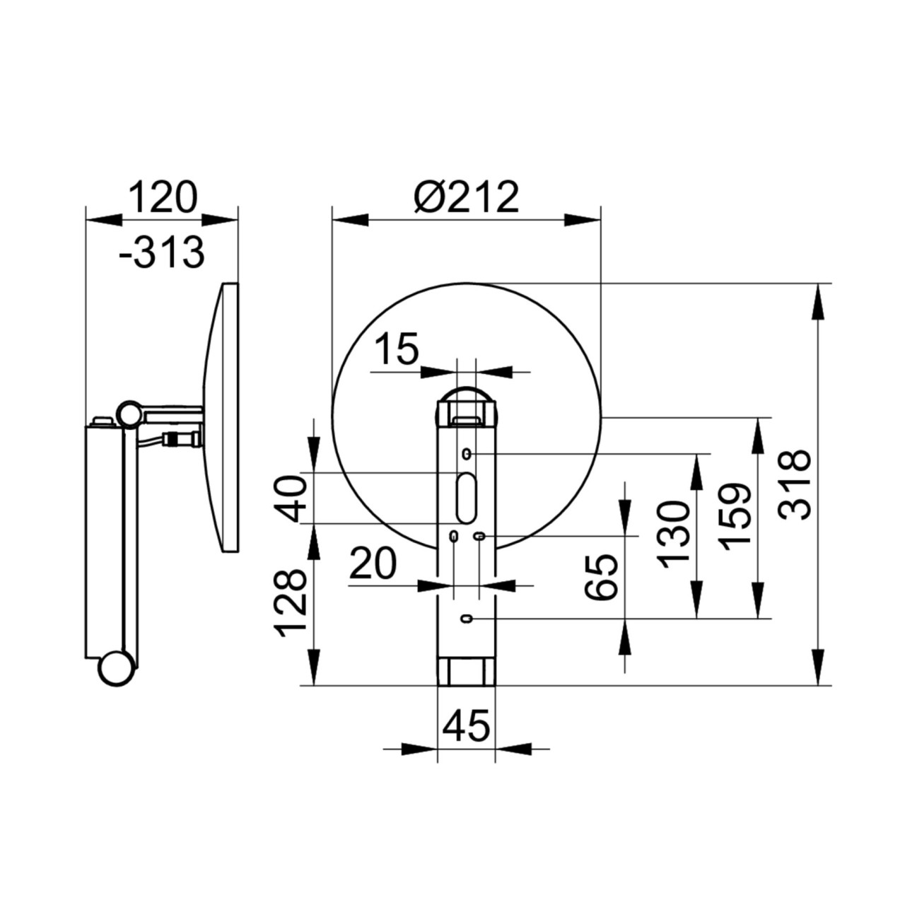 Keuco Kosmetikspiegel iLook_move rund 17612, beleuchtet, Wippschalter, Edelstahl-finish, 17612069004 17612069004 Image