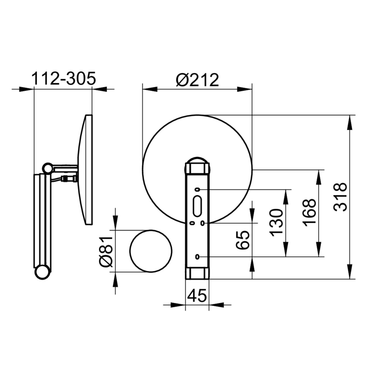 Keuco Kosmetikspiegel iLook_move rund 17612, beleuchtet, Glasbedienfeld, Edelstahl-finish, 176120690 17612069002 Image