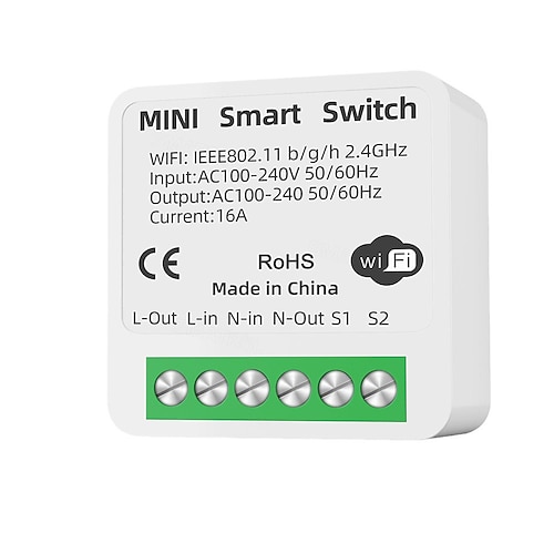 AC 100V/220V 1-Kanal WLAN-Smart-Schalter mit 10A-Relaisempfänger, 110V-Ein-/Ausschalter, App-Steuerung Image