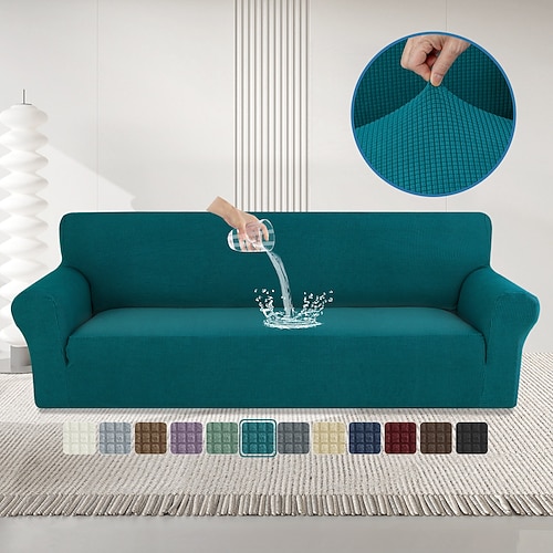 wasserdichter Stretch-Sofabezug, dick, rundum schützend, kratzfest, für alle Jahreszeiten geeignet, rutschfester Sofaüberzug Image