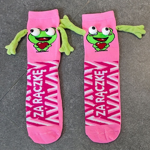 Herzförmige Magnetsocken für Paare zum Valentinstag, atmungsaktive, wadenlange Socken mit Händchenhalten-Motiv, das perfekte Valentinstagsgeschenk, ideal für Paare, kuschelig und stylisch für die Image