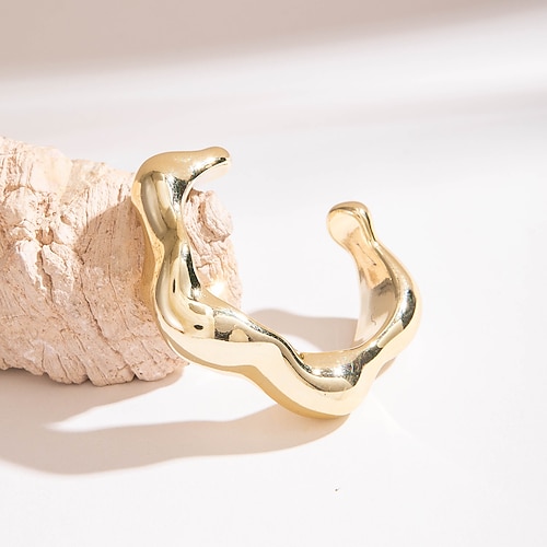 Samba Zubehör Abstrakte Skulpturale Armreif-Armbänder für Frauen - Modern Irreguläre Gold- Silberfarbene Armreifen Chunky Statement Schmuck Performance Kostüm Image