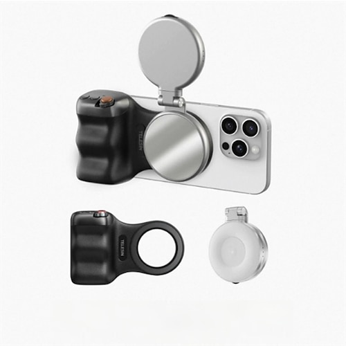 Smartphone-Kameragriff, Smartphone-Kamerahalterung, magnetischer, abnehmbarer Fernauslöser, 360° drehbare Magnethalterung, selbstleuchtend, ideal für Selfies und Live-Streaming, Aufhelllicht, kann als