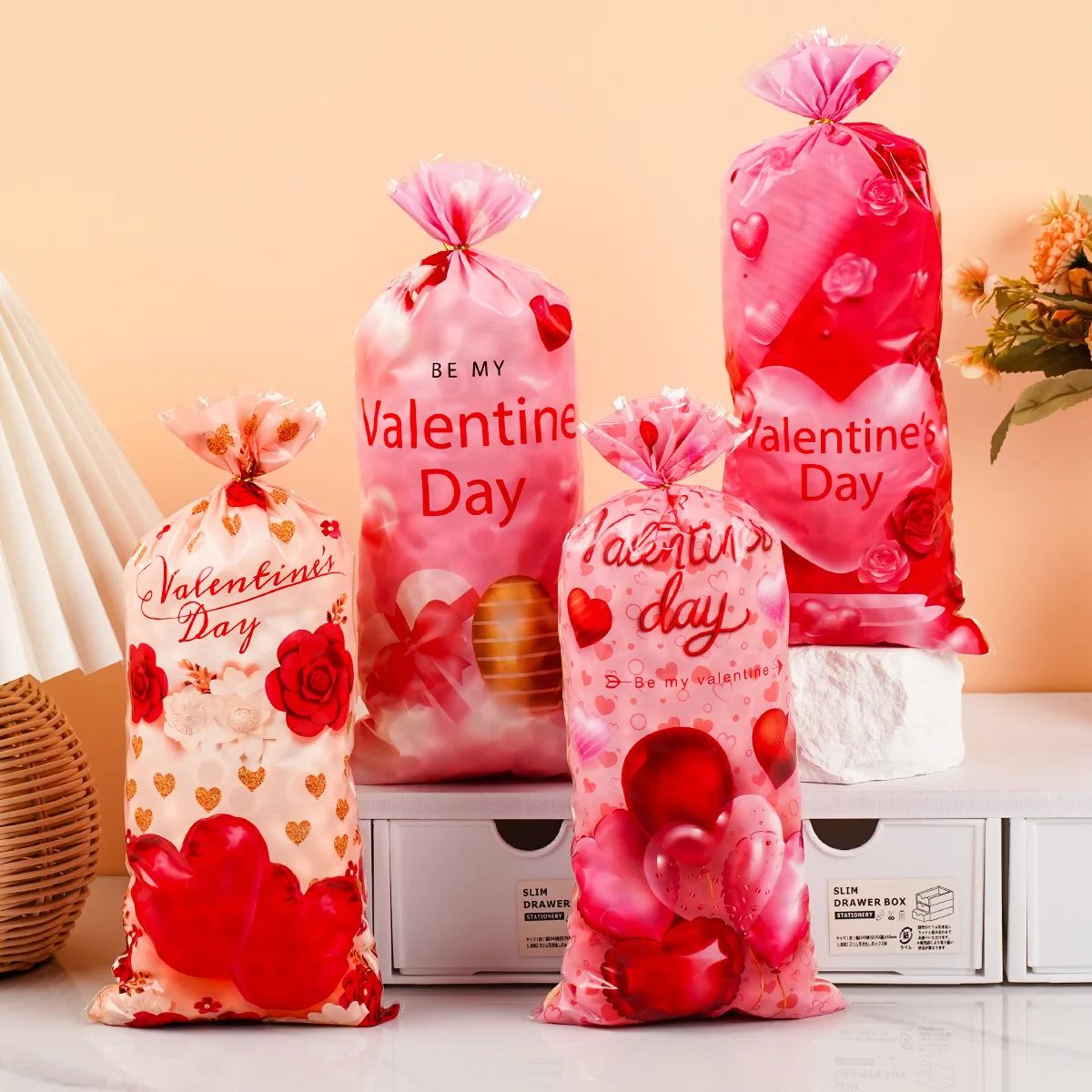 50 stücke Valentinstag Geschenk Tasche Liebe Herz Klare OPP Taschen Für Süßigkeiten Verpackung Glücklich Valentinstag Party Dekoration Lieferungen Image