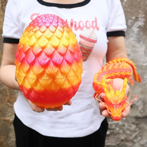 Großer, 3D-gedruckter Drache mit Osterei, beweglicher Drache als Deko für Zuhause, Schreibtisch-Haustier, Weihnachts- oder Geburtstagsgeschenk Image