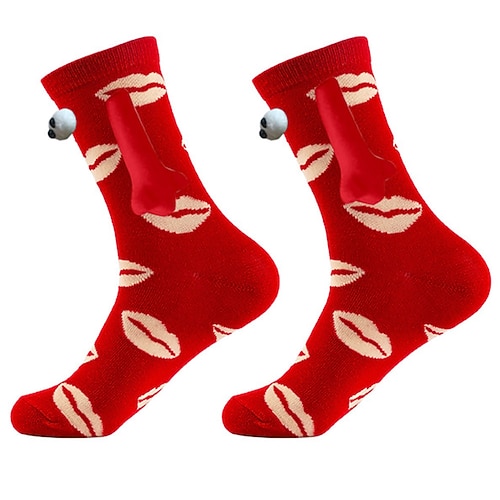 Herzförmige Magnetsocken für Paare zum Valentinstag, atmungsaktive, wadenlange Socken mit Händchenhalten-Motiv, das perfekte Valentinstagsgeschenk, ideal für Paare, kuschelig und stylisch für die Image