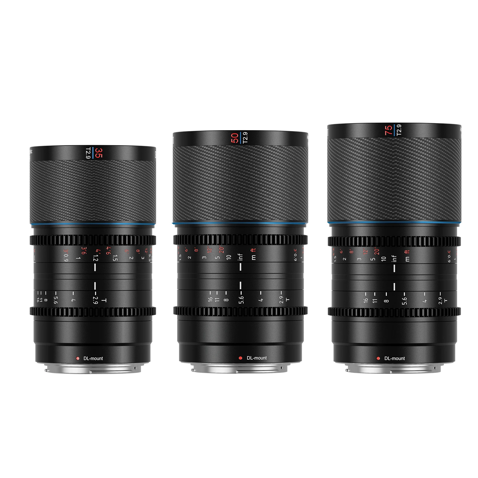 SIRUI Saturn 35mm 50mm 75mm 1,6X Anamorphes Objektiv T2,9 Vollformat-Cine-Objektiv Leichtes Kohlefaser-Kameraobjektiv für SONY E, DJL DL/Canon RF/Fuji X/Nikon Z/Leica L-Mount (Blau/Neutral Flare) Image