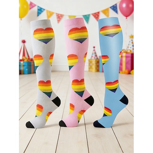 Damen Mardi Gras 3er-Pack Karneval-Partysocken bunte Grafik-Crew-Socken mit lustigen Drucken weiches dehnbares Strickmaterial Unisex-Erwachsenen- und Teenager-Festivalsocken für Karneval Kostümpartys Image