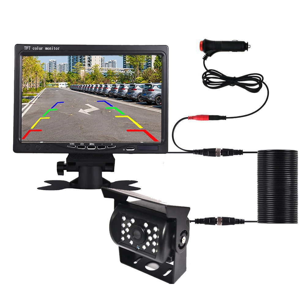 Parkplatz-Auto-Rückfahrkamera mit Monitor, 12–24 V, Rückfahrkamera mit 7-Zoll-Bildschirm, Rückfahrkamera für LKW-Anhänger Image