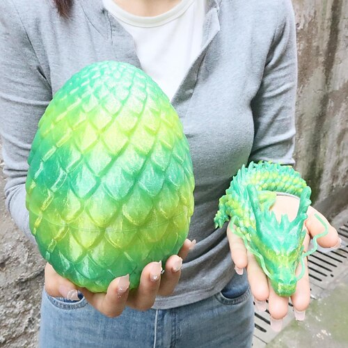 Großer, 3D-gedruckter Drache mit Osterei, beweglicher Drache als Deko für Zuhause, Schreibtisch-Haustier, Weihnachts- oder Geburtstagsgeschenk Image
