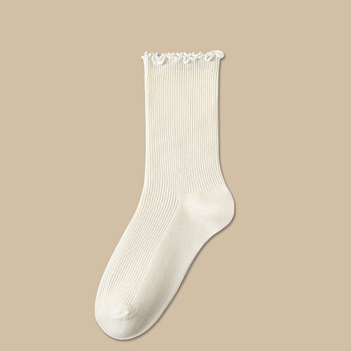 Socken Sportsocken Outdoor-Übung Gehen Fahhrad / Radsport Thermowarm Winddicht 1 Paar Einfarbig Baumwolle Schwarz Weiß Sahne Einheitsgröße Image