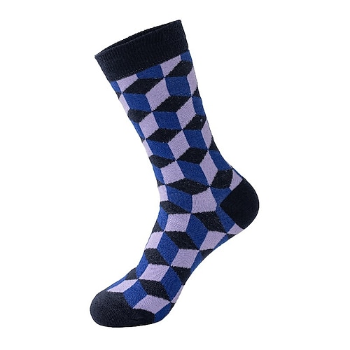 Herren 5 Paare Socken Laufsocken Freizeitsocken Blau Rote Farbe Geometrisch Outdoor Streetwear Urlaub Mittel Ganzjahres Mode Streetwear Image