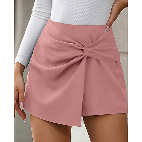 Damen Mode Lässig Mini Mittlere Hüfthöhe Röcke Einfach Gerafft Unelastisch Straße Ausgehen Schwarz Rosa Sommer Image