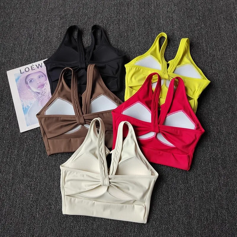 Neue Off-schulter Sexy Yoga Anzug Große Brust Sport Unterwäsche Feste Brust Pad Schöne Zurück Bh Körper Jacke Pilates top Anzug Image