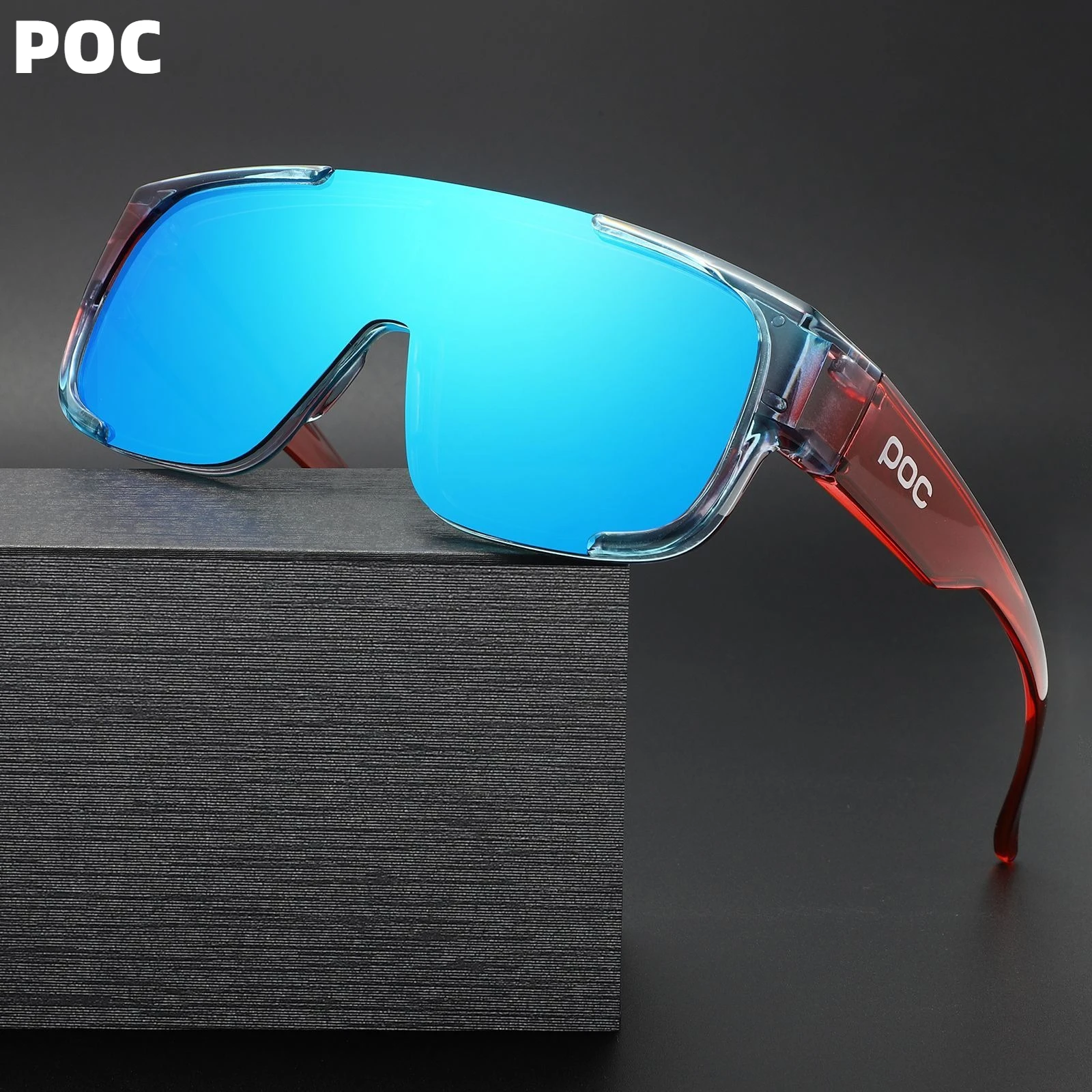 POC-Radsport-Modebrille. Personalisierte polarisierte Sonnenbrille mit großem Rahmen. Trendige Outdoor-Lauf- und Wandersonnenbrille Image