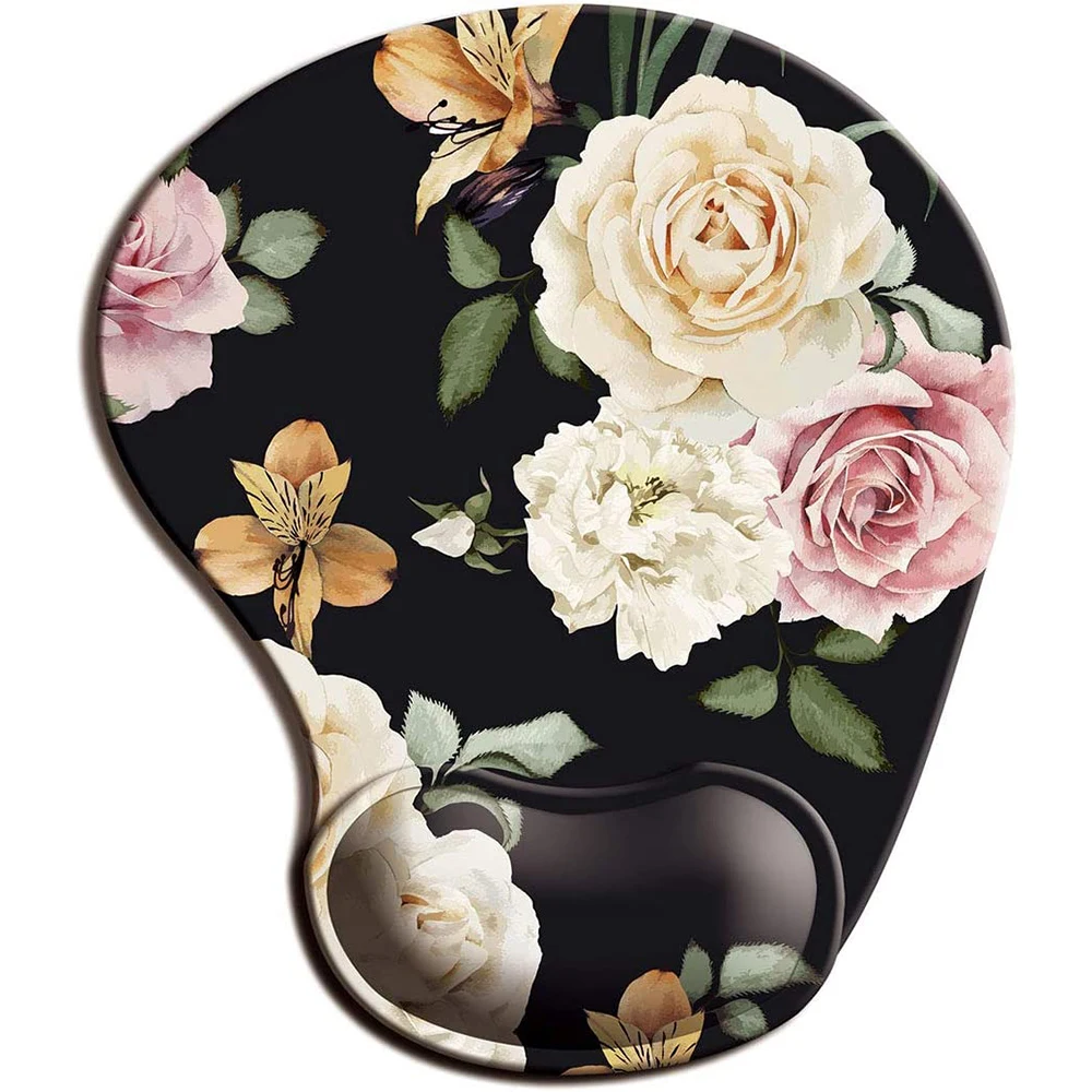 Blumen Ergonomisches Mauspad mit Handgelenkstütze, niedliche Mauspads, rutschfeste Gummibasis für Zuhause, Büro, Arbeiten, Studieren, PC-Spiel Image
