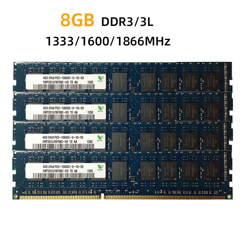 8 GB ECC-Speicher RAM DDR3 1333 MHz 1600 MHz 1866 MHz Workstation-Speicher PC3L PC3-12800E 1,35 V 1,5 V ECC ungepuffertes RAM Image
