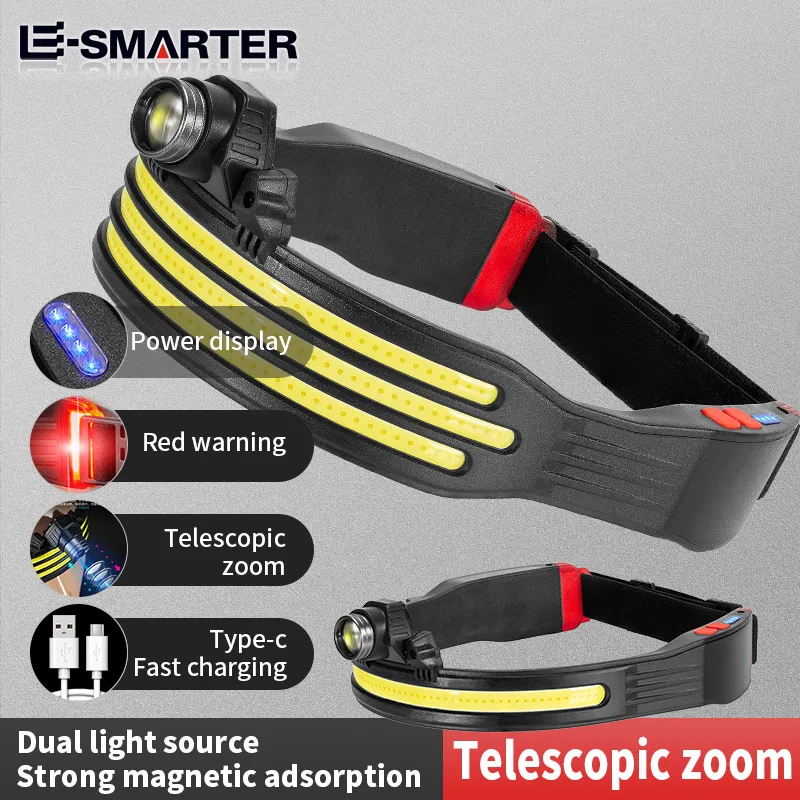 ESMATER W694 Series Ring-Stirnband-Licht, COB, zoombarer Outdoor-Suchscheinwerfer Image