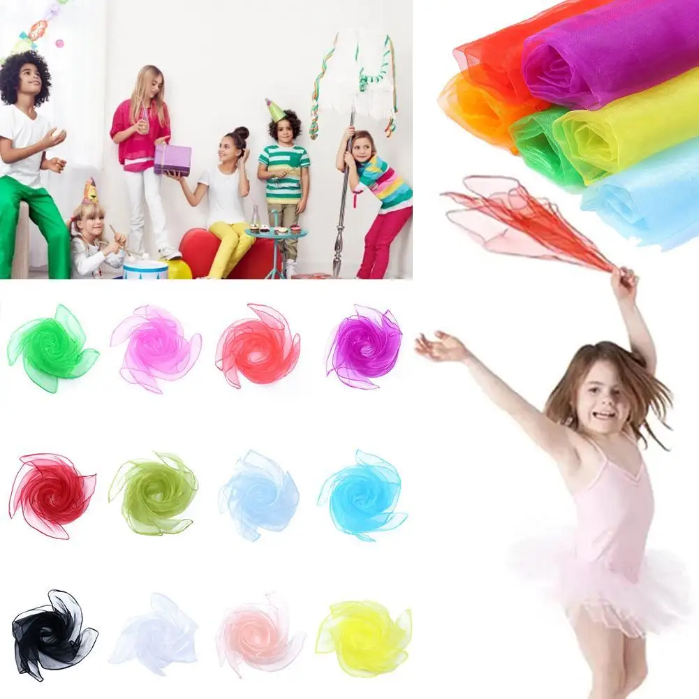 12Pcs Mehrfarbige Praktische Gymnastik Schals Für Outdoor Spiel kinder Tanz Schal Handtücher Candy Farbige Gym Handtuch Tanz Gaze Image