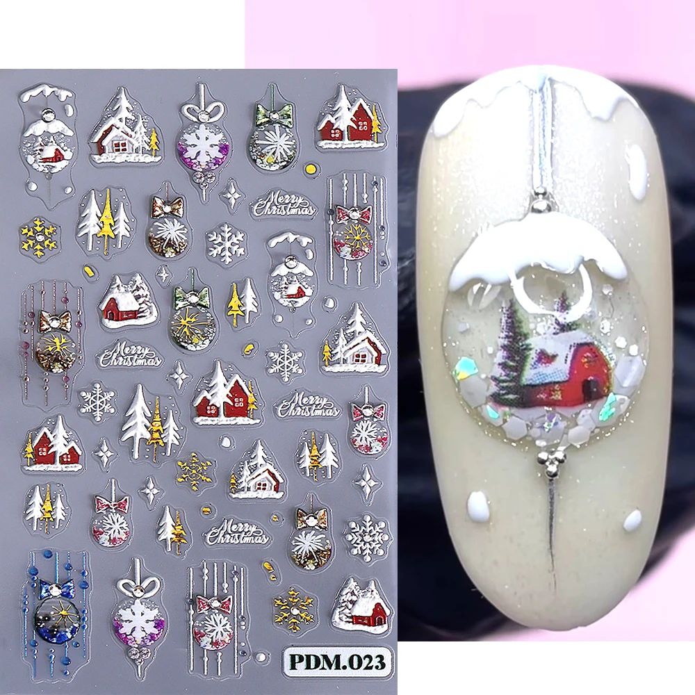 5D Geprägte Weihnachten Schneeball Nail art Aufkleber Selbstklebende Schneeflocke Stern Nagel Aufkleber Maniküre DIY Dekoration Nagel Liefert Image