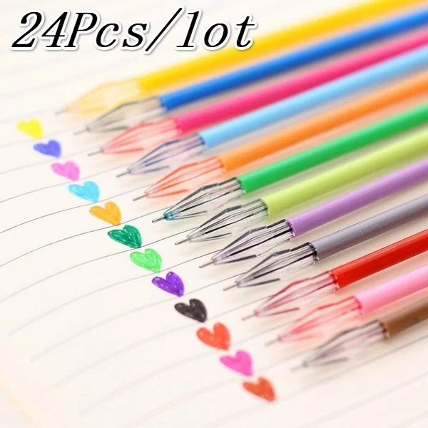 24 Stück bunte Minen, Diamantkopf-Minen, kreative Süßigkeiten, 12 Farben, Gelstift-Minen, 0,38 mm, Büromaterial, Schulbedarf Image