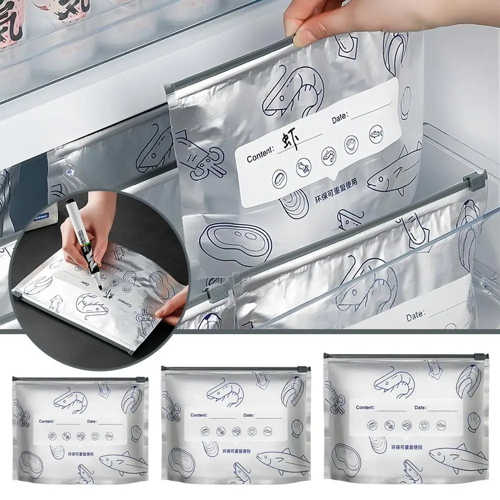 Aufbewahrungsbeutel aus Aluminiumfolie, Gefrierschrank, versiegelte Organizer, Lebensmittelverpackung, wiederverwendbar, für Speisekammer, geruchsdichter Beutel, für die Küche Image