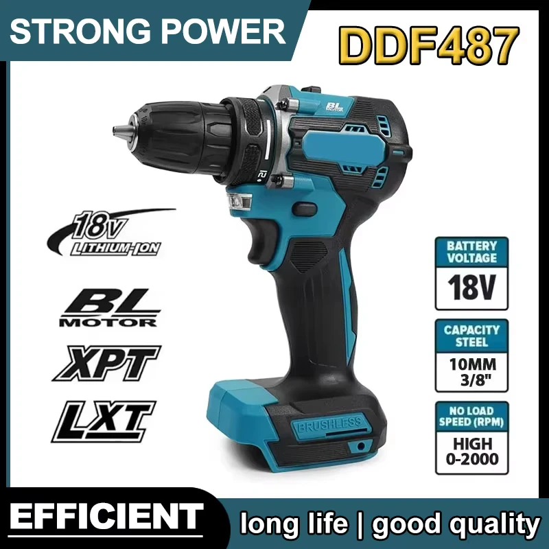 100 % brandneuer Original-Akku-Schlagschrauber von Makita DDF487, bürstenloser elektrischer Schlagschrauber, 18 V, wiederaufladbares Elektrowerkzeug Image