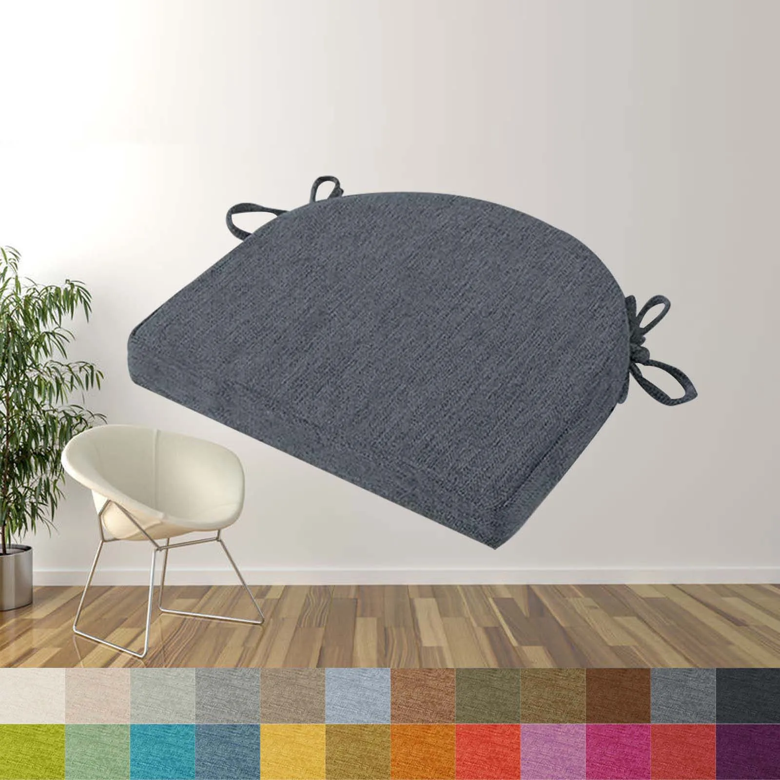 Esszimmerstuhl-Sitzkissen mit abnehmbarem Bezug und Riemen, waschbare Kissen für den Hausgarten, quadratisches rundes Sitzpolster für die Küche