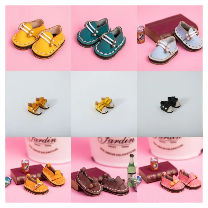 Ob11 Puppenschuh Spleißen Farbe Schuh Handhaken Puppe handgemachte Lederschuhe 1/12 Punkt jbd Molly Puppenschuhe 2,3 * 1,3 Größe Puppenschuhe