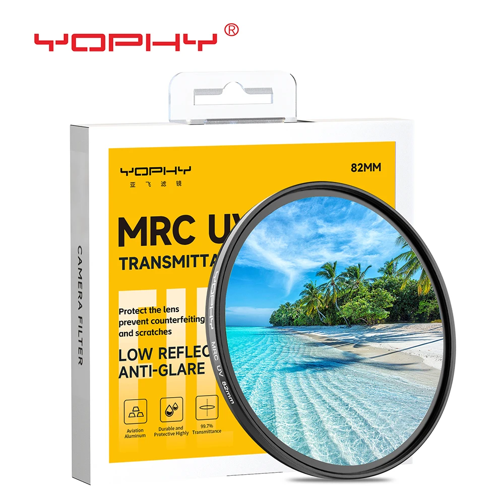 YOPHY UV-Filterschutz, ultradünn, mehrfach beschichtet, UV-Schutz, Linsenfilter, 37/40,5/43/49/52/55/58/62/67/72/77/82 mm Image