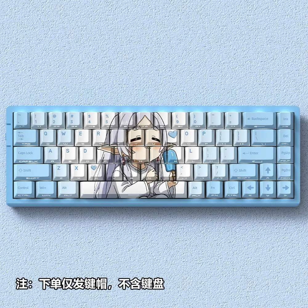 73 Tasten Frieren Keycaps Niedliche Durchscheinende Anime-Seitenbedruckte Keycaps PBT Dye-Sub Cherry für Mechanische Tastatur Mad68/Fire68 Image