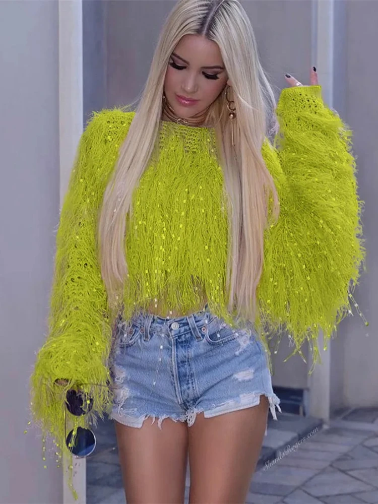 Quaste Winter Pullover Frauen Top Casual Lose Gestrickte Pullover Jumper Elegante Pullover Oversize Pullover Jersey Mujer Pull Femme Image